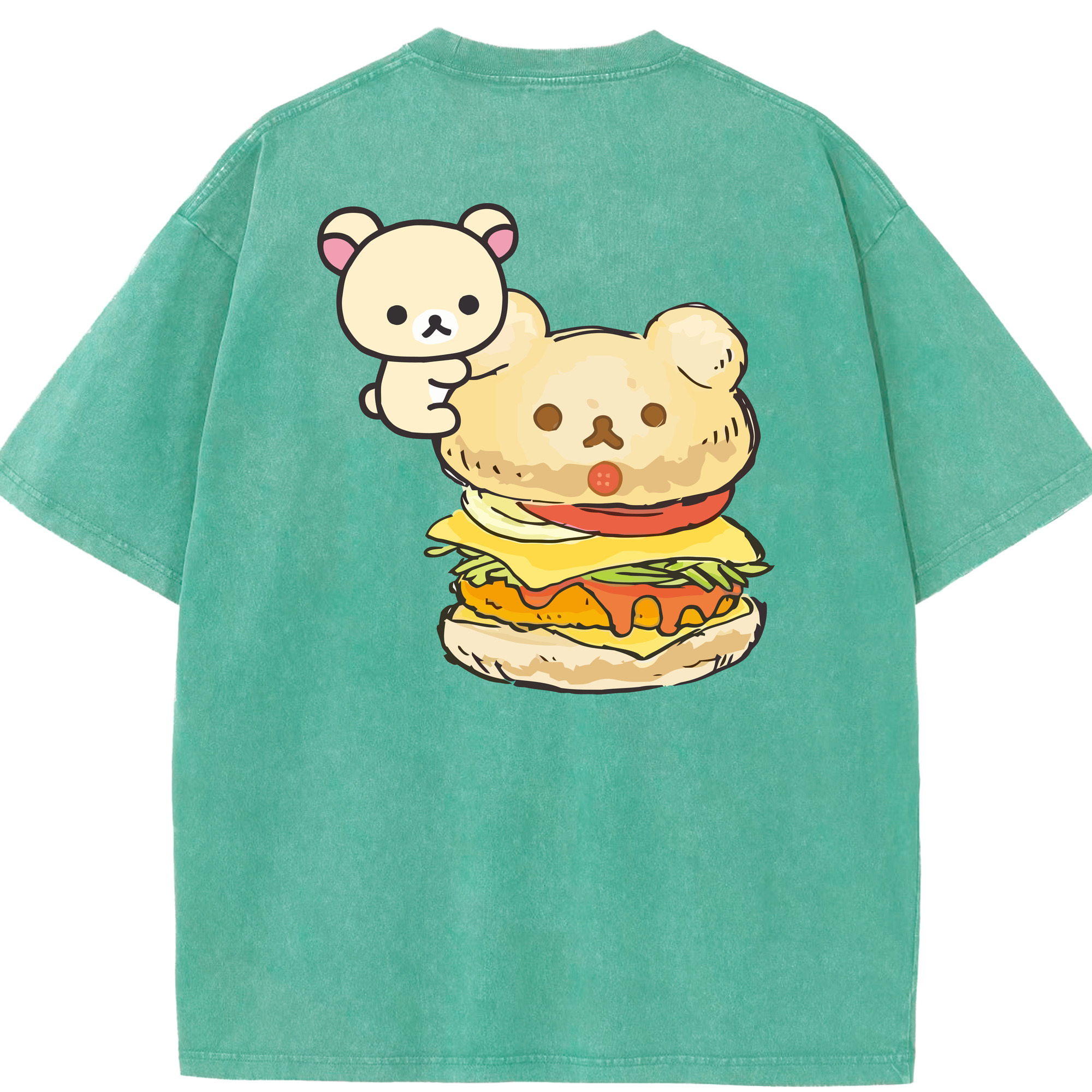 （画像用） リラックマ リラックマ キイロイトリ Rilakkuma Korilakkuma Kiiroitori 綿100% ヴィンテージ風 半袖Tシャツ（背面プリント）